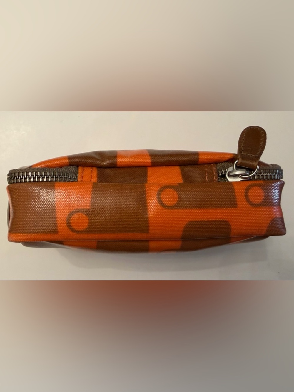 Vintage Orla Kiely Coated Cotton Cups Pouch Orange Cosmetic Pencil Case - Picture 4 of 14